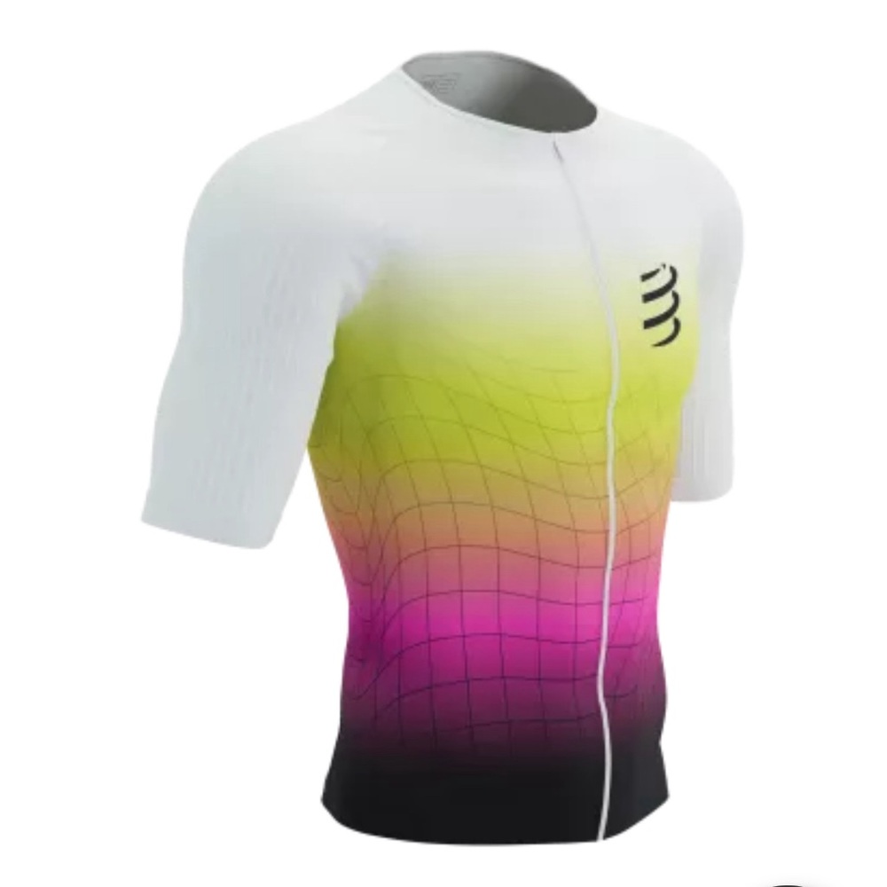 Compressport Tri Postural Aero SS Top Men’s - Safe Yellow/Neo Pink, NWT!